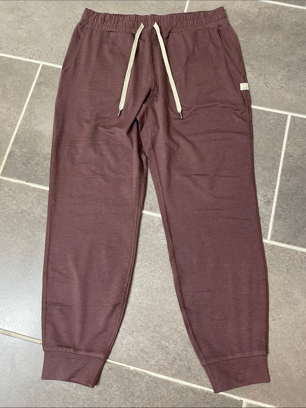 Vuori Maroon Jogger Pants with Cream Drawstrings